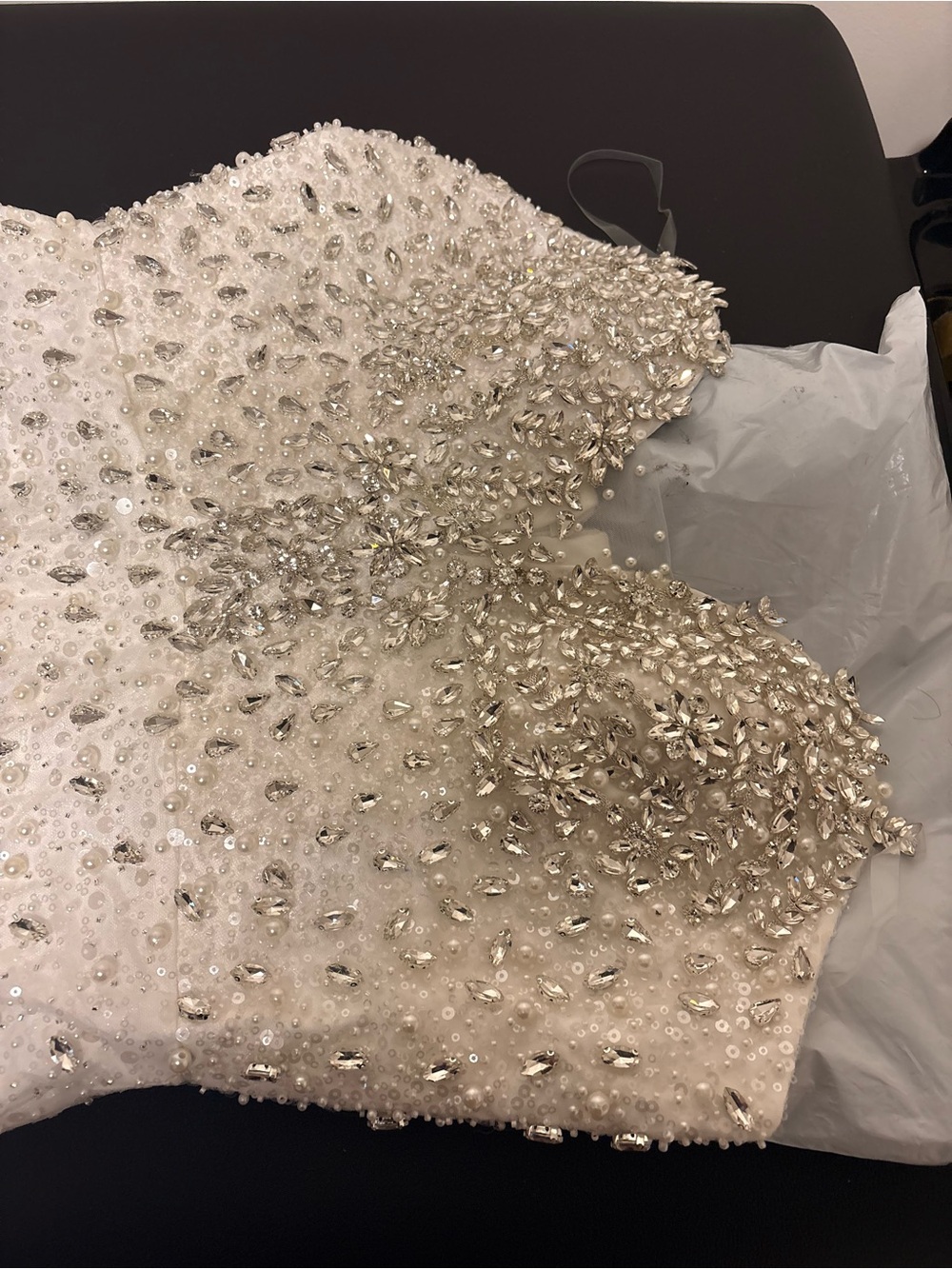 Ivory Beaded Strapless Wedding Dress - Picture 3 of 3
